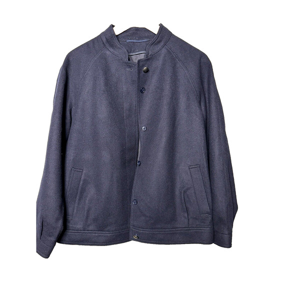 VTG‎ Burberrys Burberry Original Loden Austria Bomber Jacket Navy~42 Oversized - Picture 1 of 12